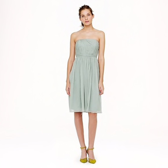 JCrew Silk Chiffon Strapless Dress in Dusty Shale - Picture 1 of 7